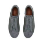 ZEGNA GREY CROCODILE LEATHER TRIPLE STITCH SECONDSKIN SNEAKERS - Image 2