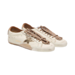 Golden Goose True-Star in white nappa leather with gold star and beige suede heel tab(Women's) - Image 2