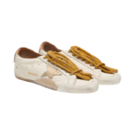 Golden Goose True-Star in white nappa leather with gold star and beige suede heel tab(Women's) - Image 4