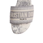 Dway Slide Gray Embroidered Cotton and Toile de Jouy Motif - Image 5