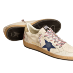 Golden Goose Ball Star in nappa leather with blue suede star and platinum leather heel tab(women) - Image 3