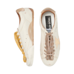 Golden Goose True-Star in white nappa leather with gold star and beige suede heel tab(Women's) - Image 7