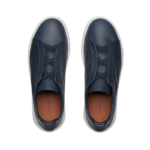 ‘ZEGNA NAVY BLUE DEERSKIN TRIPLE STITCH™ SNEAKERS - Image 5