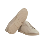 ZEGNA BEIGE DEERSKIN TRIPLE STITCH™ SNEAKERS - Image 4
