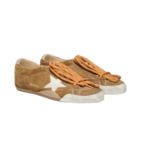 Golden Goose True-Star in tobacco-colored suede with white star and platinum heel tab(Women's) - Image 2