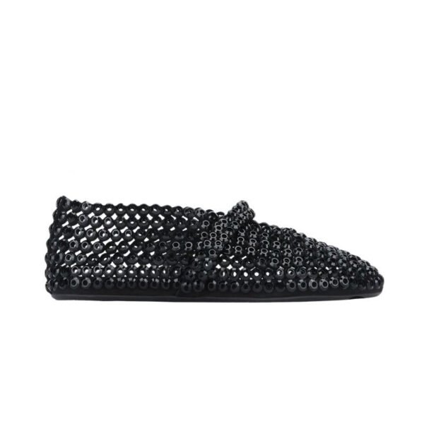 Alaïa Suede Glass-Embellished Ballet Black