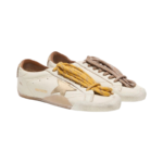 Golden Goose True-Star in white nappa leather with gold star and beige suede heel tab(Women's) - Image 5