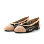Chanel Beige/Black Knit Fabric and Mesh CC Ballet - Image 4