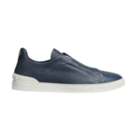 ‘ZEGNA NAVY BLUE DEERSKIN TRIPLE STITCH™ SNEAKERS