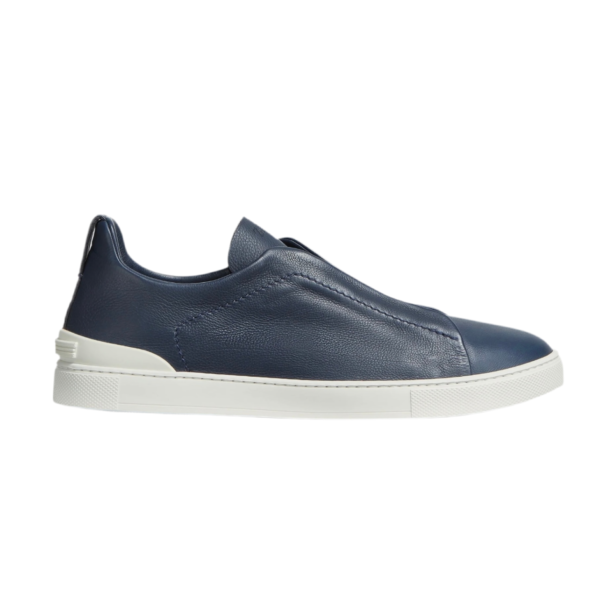 ‘ZEGNA NAVY BLUE DEERSKIN TRIPLE STITCH™ SNEAKERS