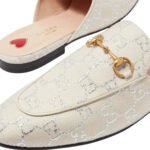 Gucci Grey/Silver Canvas Princetown Mules - Image 5