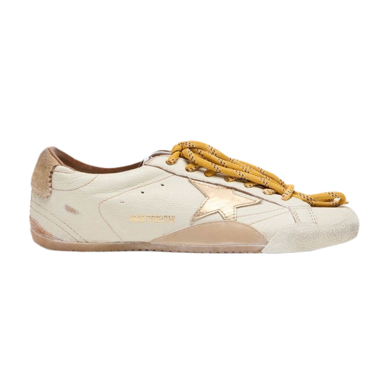 D4D25BD5-1E95-4E02-9C1B-C9B21781AD67 Golden Goose True-Star in white nappa leather with gold star and beige suede heel tab(Women's) - Image 1