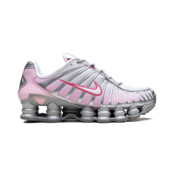 Nike Shox TL sneakers in a Metallic Platinum and Pink Foam